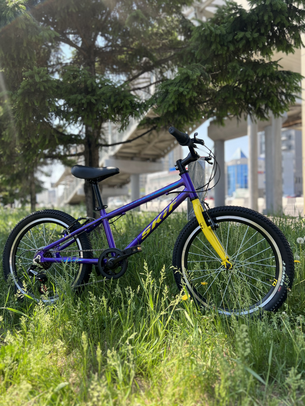 Велосипед SKIF RISE 20" V - brake Фиолетово - жёлтый